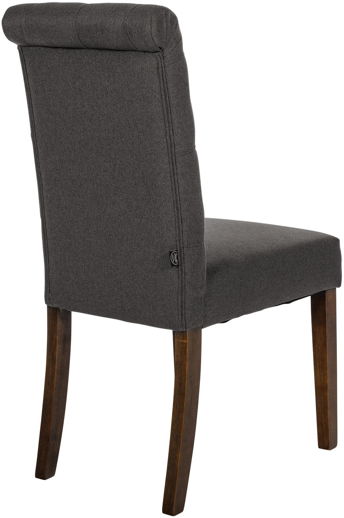 STUHL 2er Set Stoff dunkelgrau - Dunkelgrau/Walnussfarben, Holz/Textil (45/98/63cm) - CLP