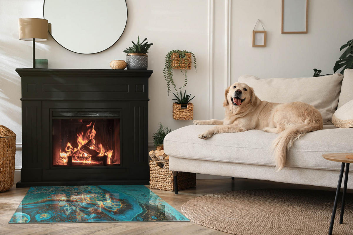 GLASPLATTE für Kamin 100x70 cm Türkis - Türkis, Glas (100/70/0.4cm) - ArtPrintCave