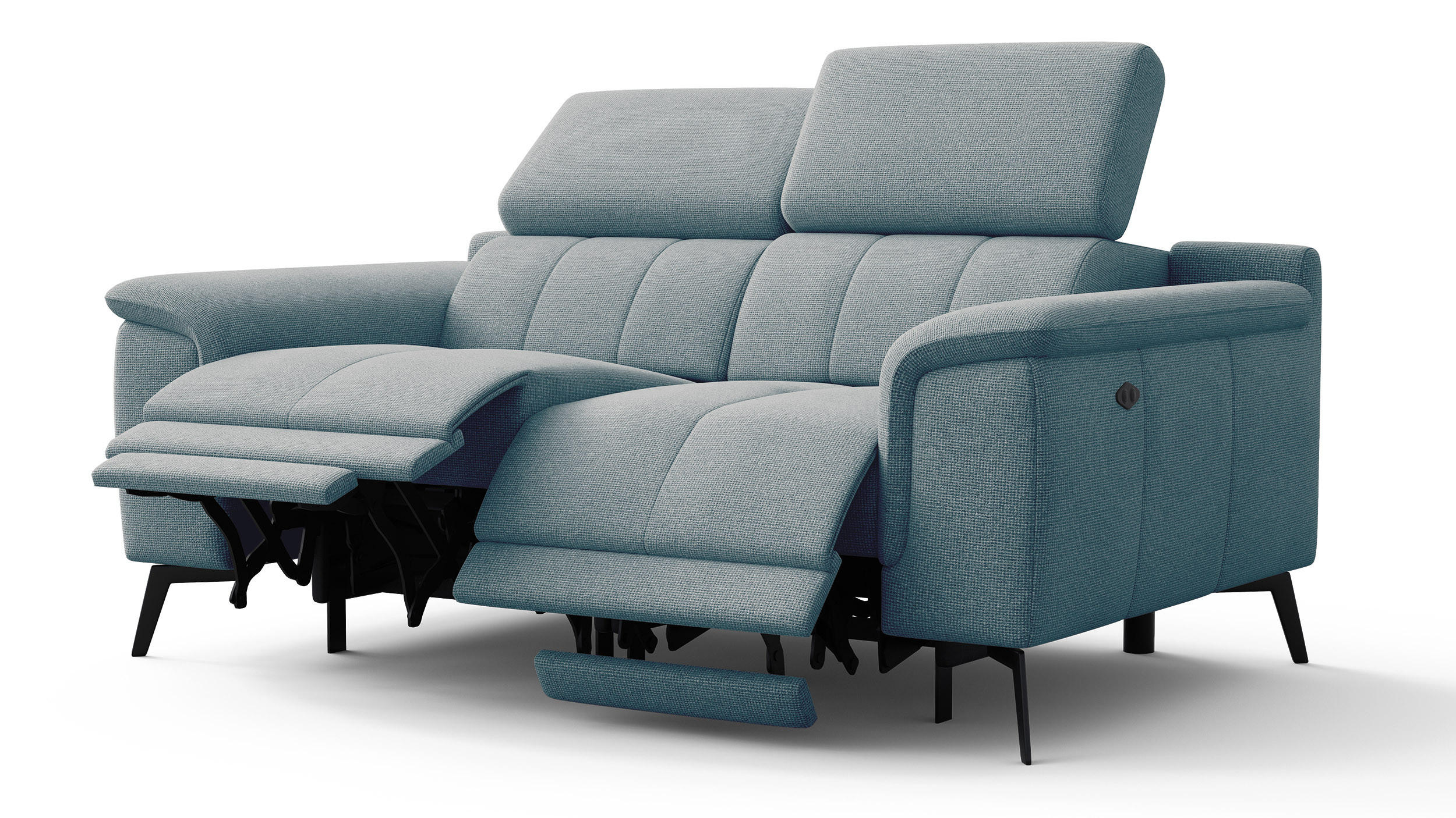 RELAXSOFA FIERO 2-Sitzer mit 2 Relaxfunktionen, mintgrün - Schwarz/Mintgrün, Holzwerkstoff/Textil (170/82/103cm) - Courtois Laville