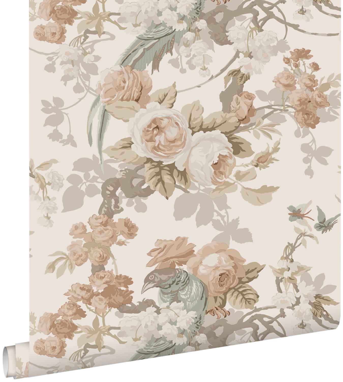 TAPETE Blumen und Vögel 50 x 900 cm - Beige, Papier (50/900cm) - ESTAhome