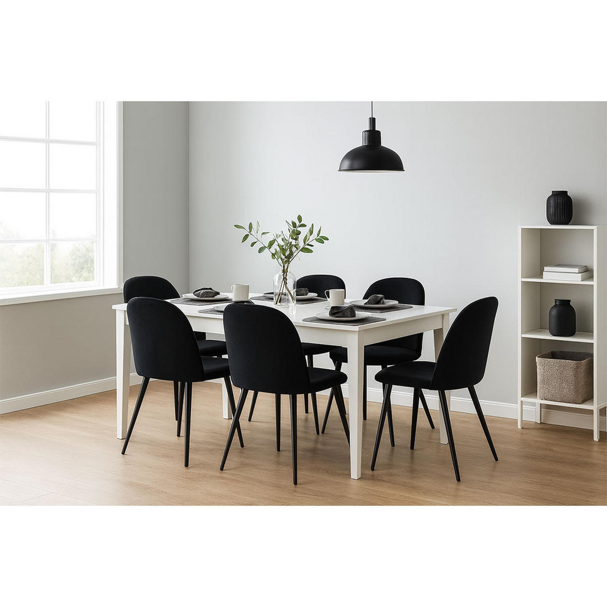 ESSGRUPPE 7-TLG. Venedig Schwarz - Schwarz, Holzwerkstoff/Textil (95/76/276cm) - ebuy24