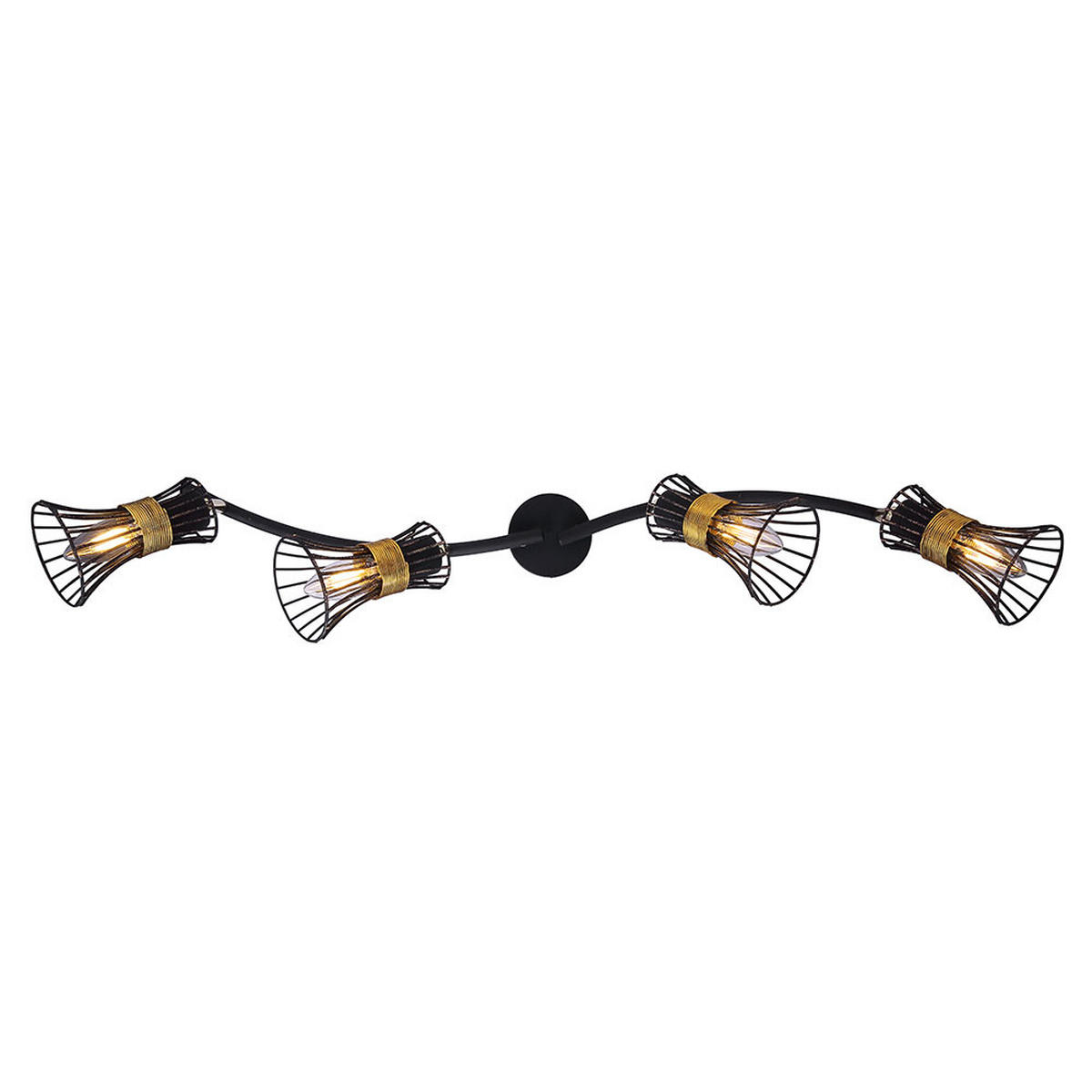 DECKENLEUCHTE Metall Schwarz Goldfarben PURRA - Schwarz, Metall (70/9/22cm)