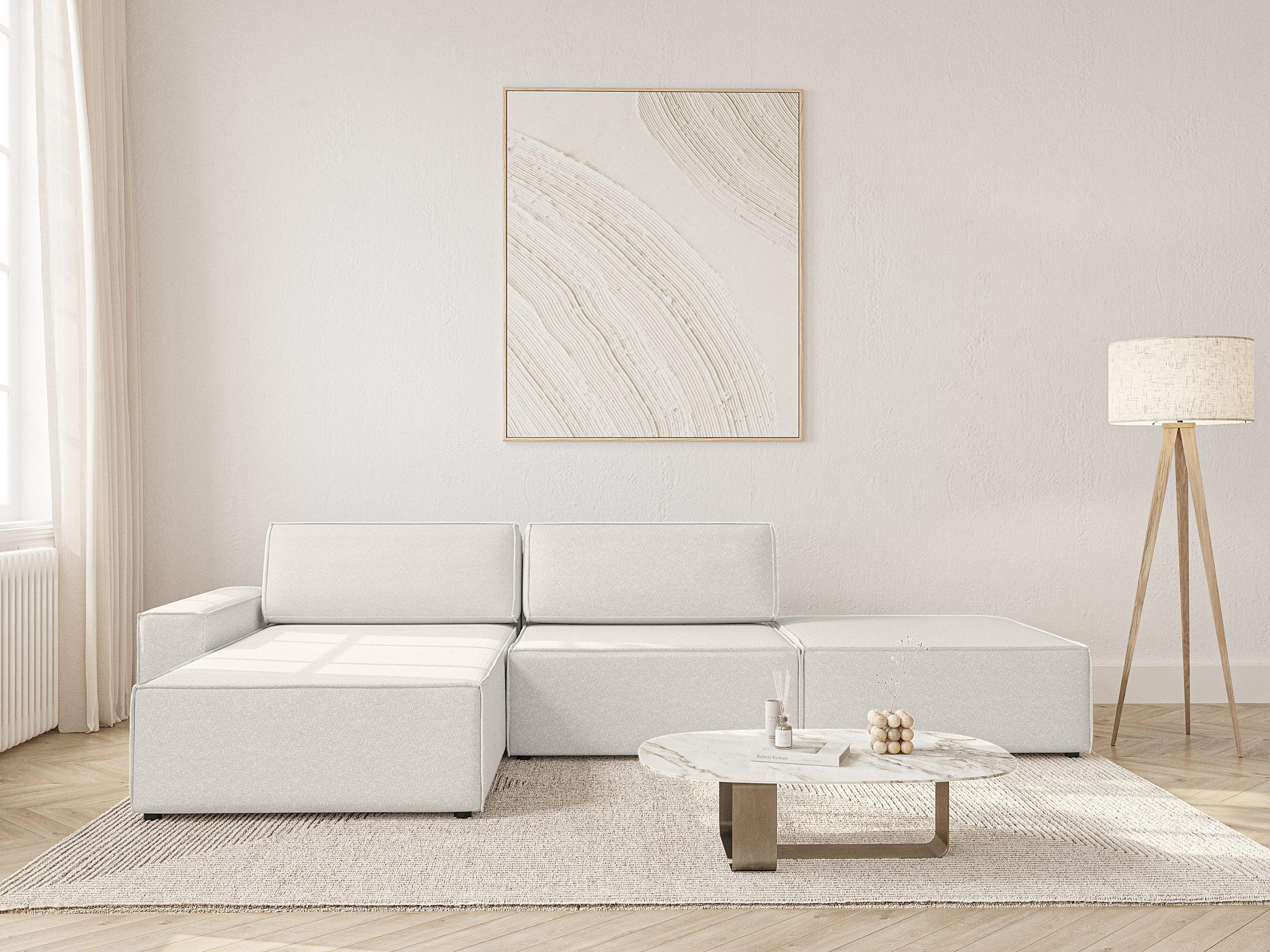 ECKSOFA Lummo Re mit Schlaffunktion, Cremeweiß - Weiß, Textil (323/185cm) - Fedve
