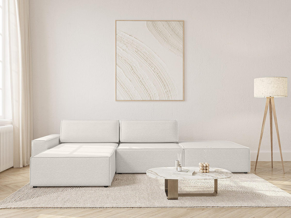 ECKSOFA Lummo Re mit Schlaffunktion, Cremeweiß - Weiß, Textil (323/185cm) - Fedve