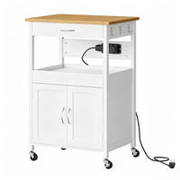 SERVIERWAGEN DE-41502 60/45/92 cm, Steckdosen und Schublade Bambus/Weiß - Weiß, Holzwerkstoff (60/92/45cm) - ComfortXL