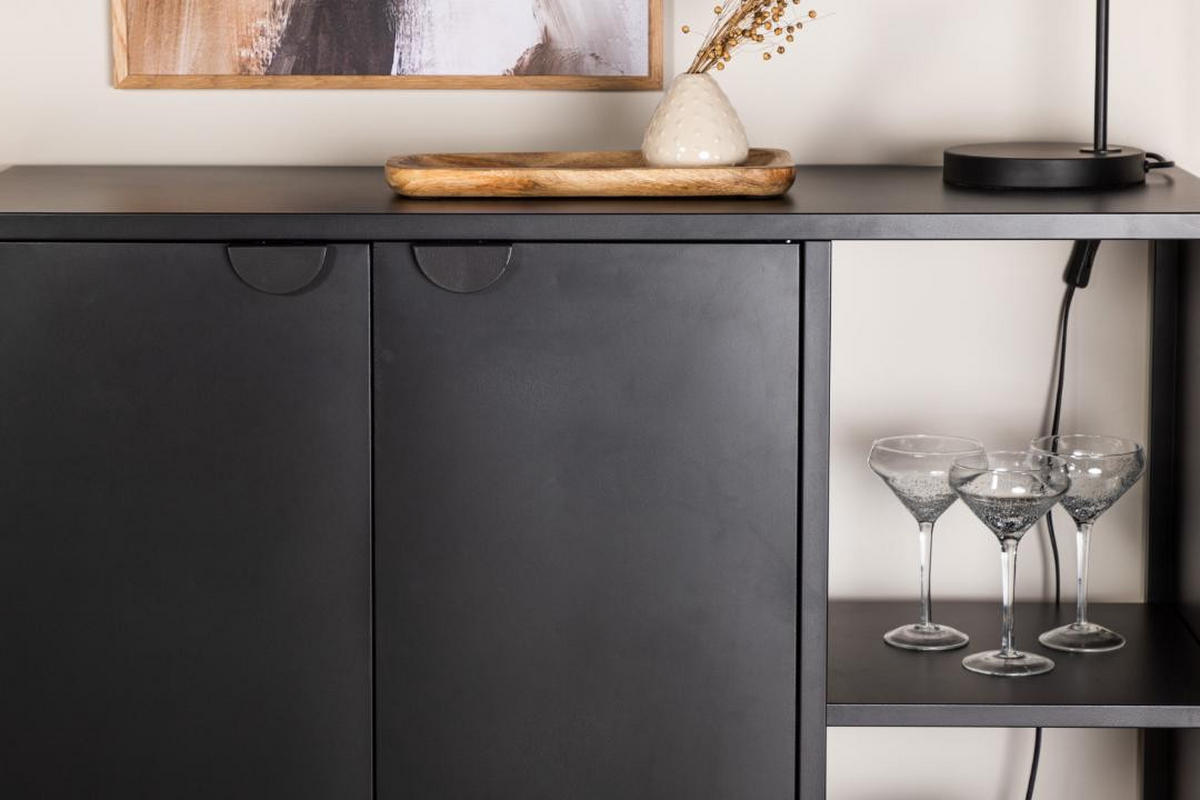 SIDEBOARD, Piring, Schwarz, Stahl, 110 x 42 x 100 cm - Schwarz, Metall (110/100/42cm) - ebuy24