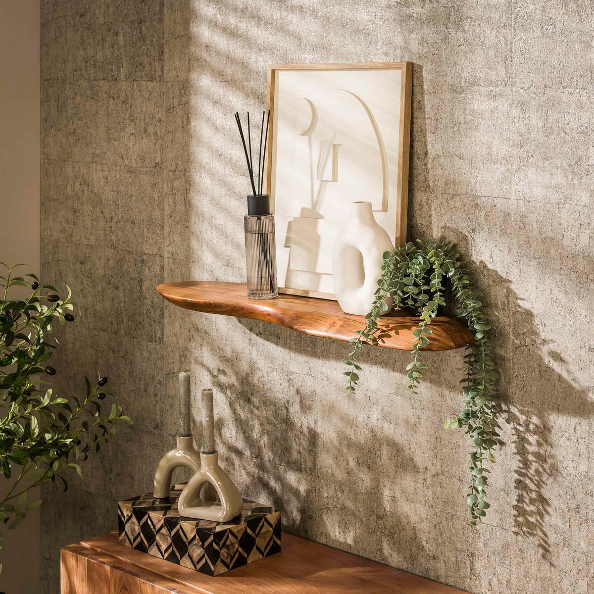 WANDREGAL Kim Braun 20/90/ 4 cm - Braun, Holz (90/4/20cm) - Hoyz Collection