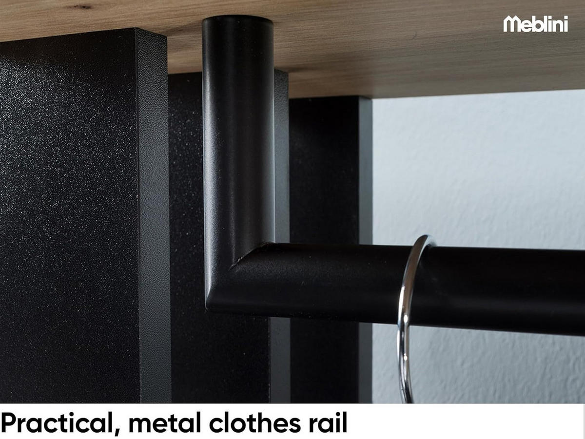 GARDEROBE Milano - Schwarz/Eiche Artisan, Holzwerkstoff (100/189/33cm) - Meblini