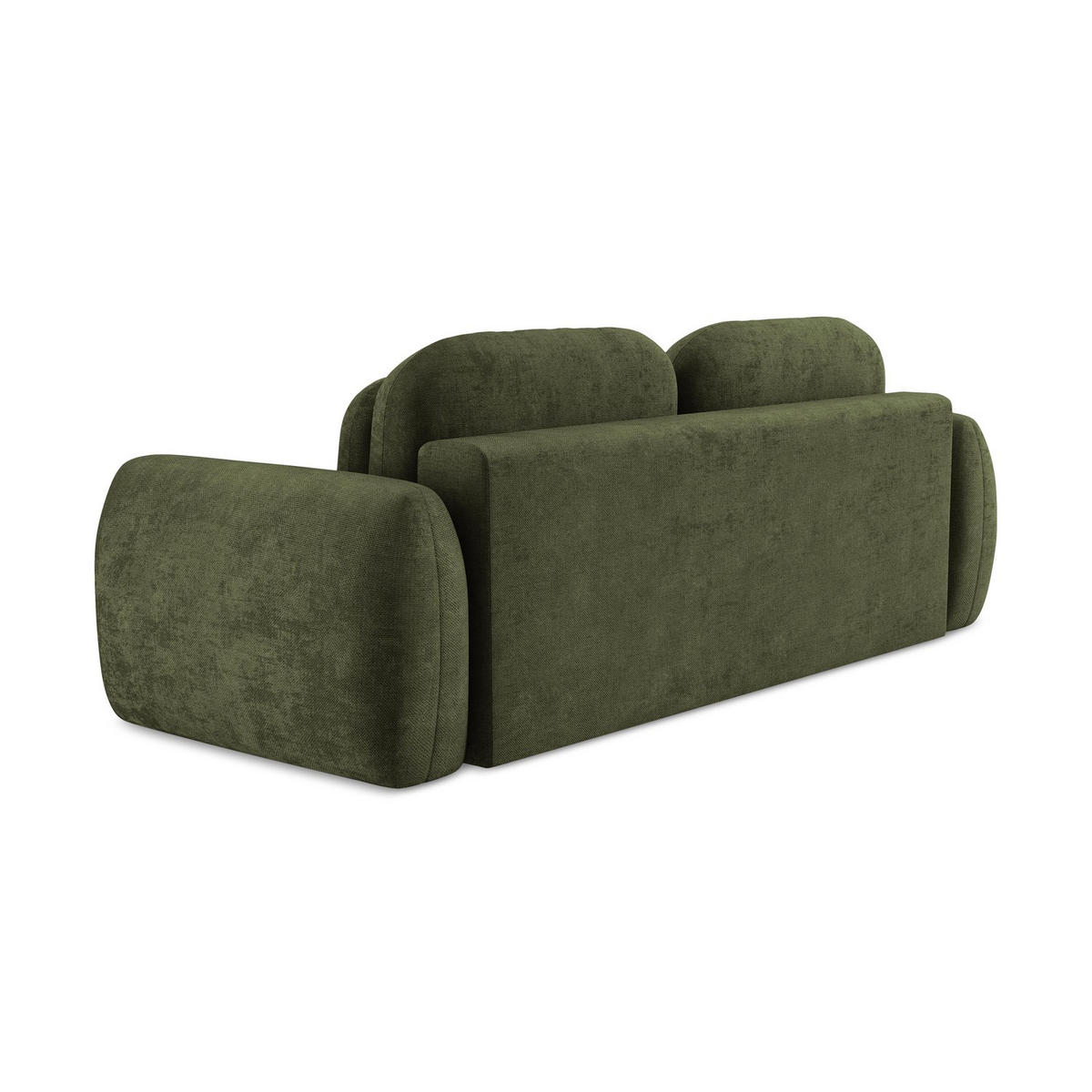 3-SITZER SOFA mit Schlaffunktion Chenille Stoff Grün - Schwarz/Olivgrün, Holzwerkstoff/Kunststoff (266/95/121cm) - LaMiaSofa