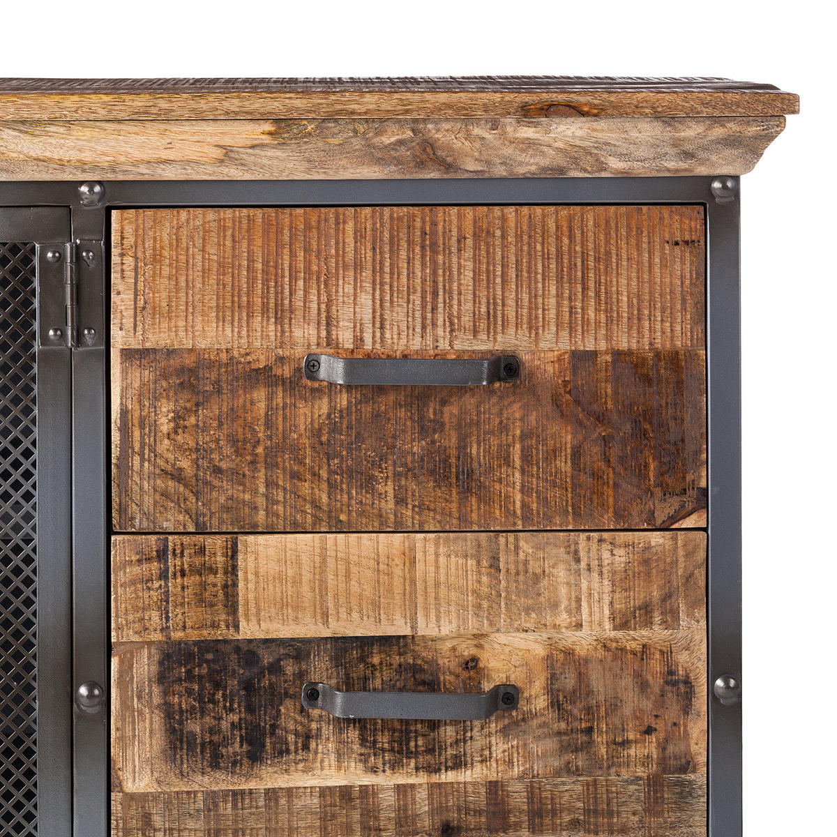 SIDEBOARD - Mango massiv / Metall - Naturfarben, Holz (146/88/42cm) - home24