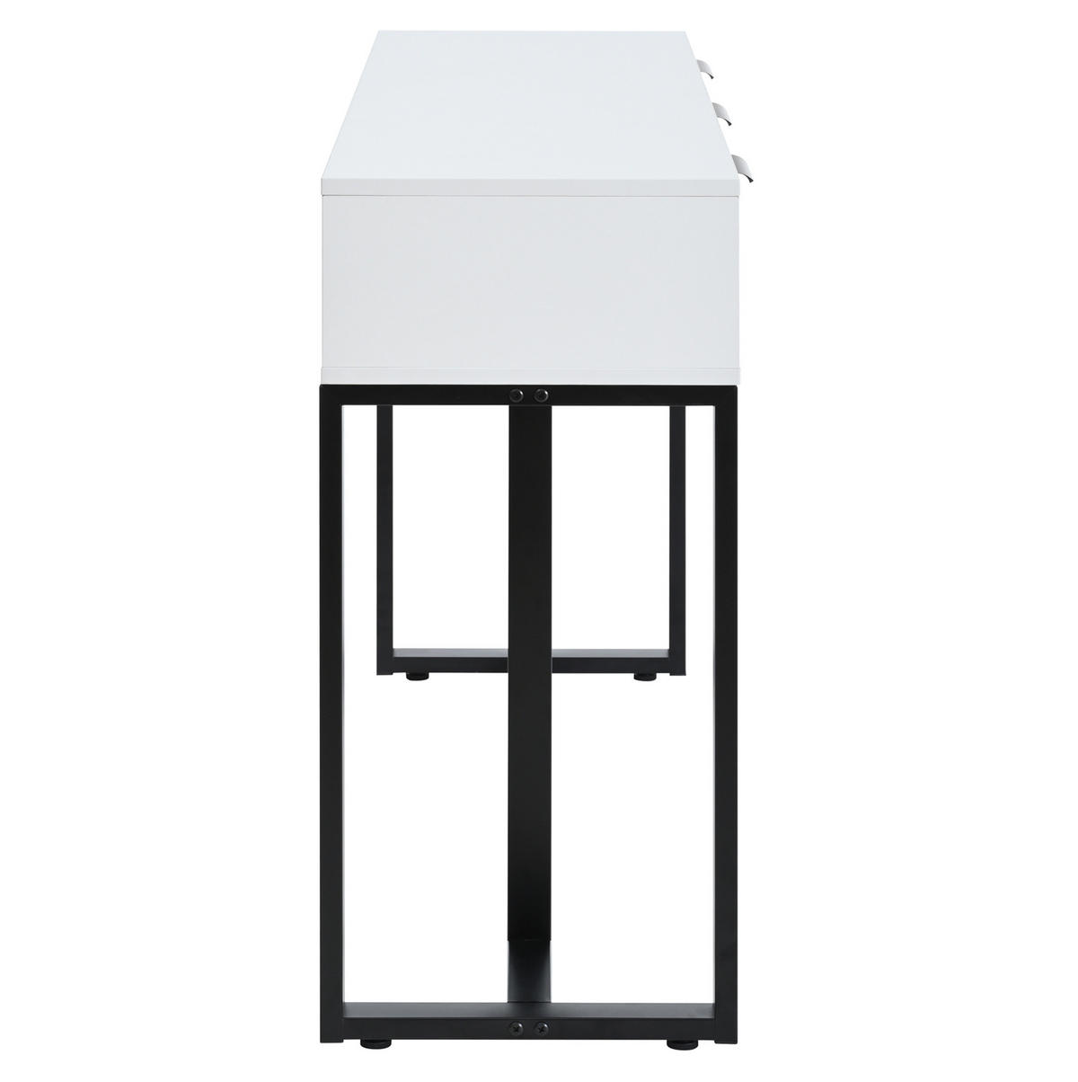 KONZOLNI stol crno-bijeli od MDF-a s ladicama i podesivim nožicama - crna, drvni materijal (120/36/80cm) - OKWISH