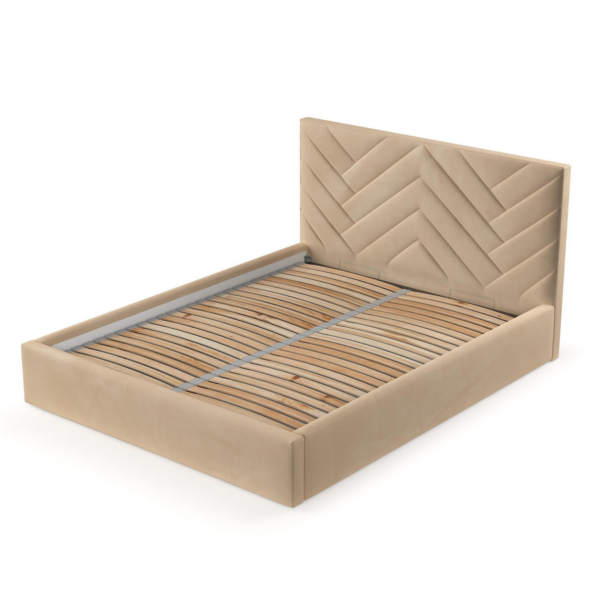 POLSTERBETT Arco 160/200 cm Beige im Kronos Stoff - Beige/Schwarz, Holz/Holzwerkstoff (160/200cm) - AltaBeds