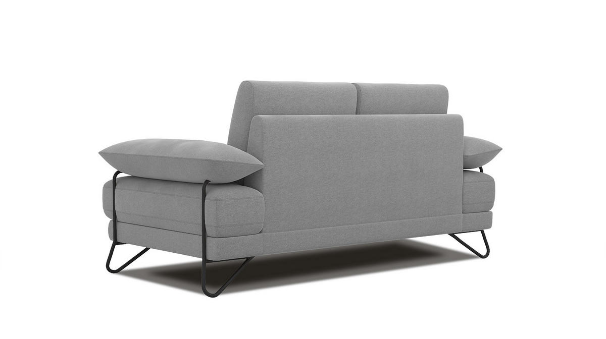 SOFA LORI 2-Sitzer, hellgrau - Hellgrau/Schwarz, Holzwerkstoff/Textil (185/87/96cm) - Courtois Laville