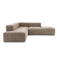 4-SITZER modulares Ecksofa HEAVEN SET 3 Links, Breite 270 cm Webstoff Braun - Schwarz/Braun, Holz/Kunststoff (245/270cm) - Muffo