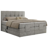BOXBETT VITTORIA 140/200 - Hellgrau Struktur - H4 - Hellgrau, Holz/Textil (140/200cm) - MKS
