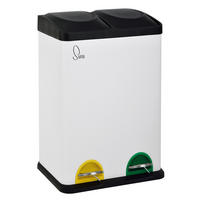MÜLLEIMER TC2X20 Küchen-Eimer 40Liter Fassungsvermögen 2x20L Abfalleimer 2er-Mülleimer - Weiß, Metall (40/58/33cm) - SVITA