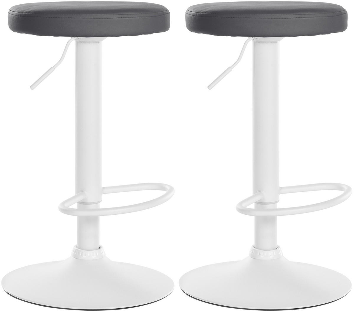 BARHOCKER 2er Set Lederlook grau - Grau, Textil/Metall (38.5/60/38.5cm) - CLP