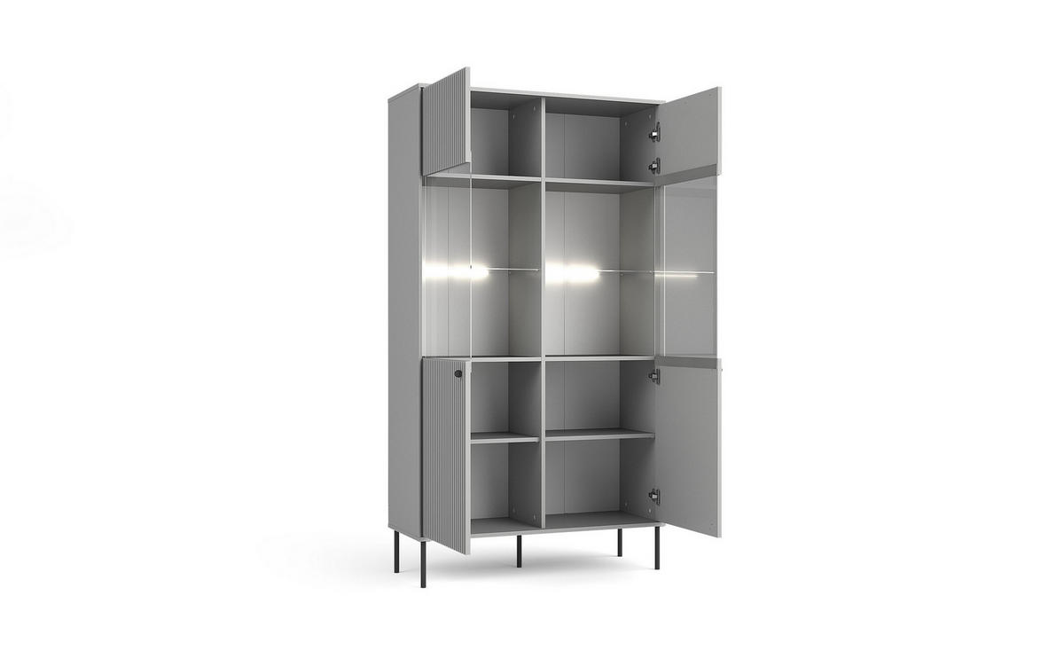VITRINE NIMB 191,2/105,5 cm in Grau - Grau, Holzwerkstoff (105.5/191.2/40.5cm) - MASSENO