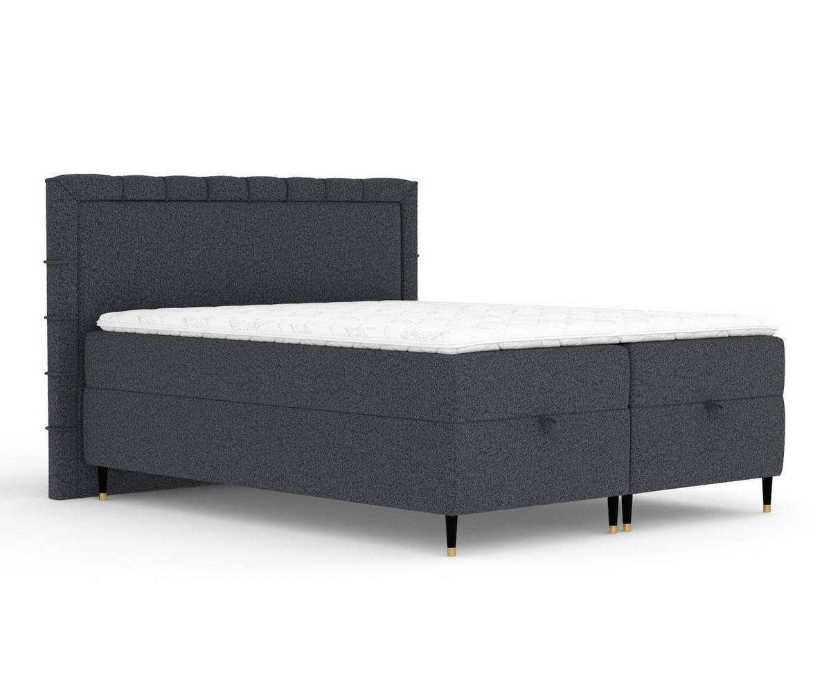 BOXBETT Voyage Schwarz 140/200 cm mit Matratze und Topper - Schwarz, Holz/Holzwerkstoff (140/200cm) - Maison de Reve