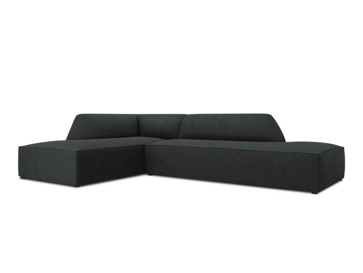 ECKSOFA links Ruby aus Cord schwarz 4 Sitzplätze - Schwarz, Textil (180/273cm) - Micadoni
