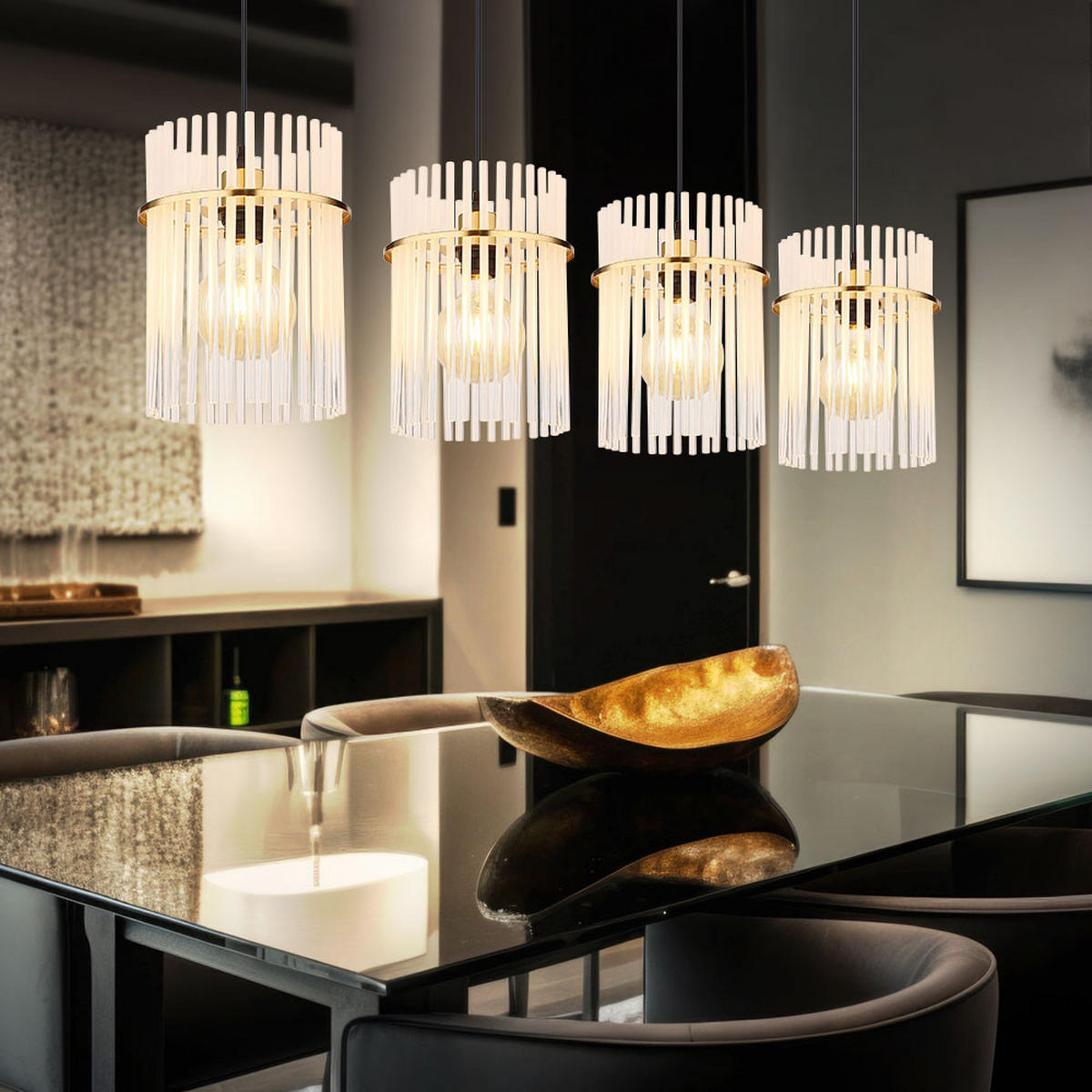 HÄNGELEUCHTE Metall Glas Gold - Goldfarben, Glas (110/20/140cm) - Globo Lighting