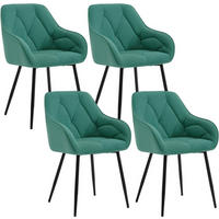 ESSZIMMERSTUHL 4er Set ergonomisch, aus Samt, Türkis - Türkis/Schwarz, Kunststoff/Textil (56/83.5/53cm) - Woltu
