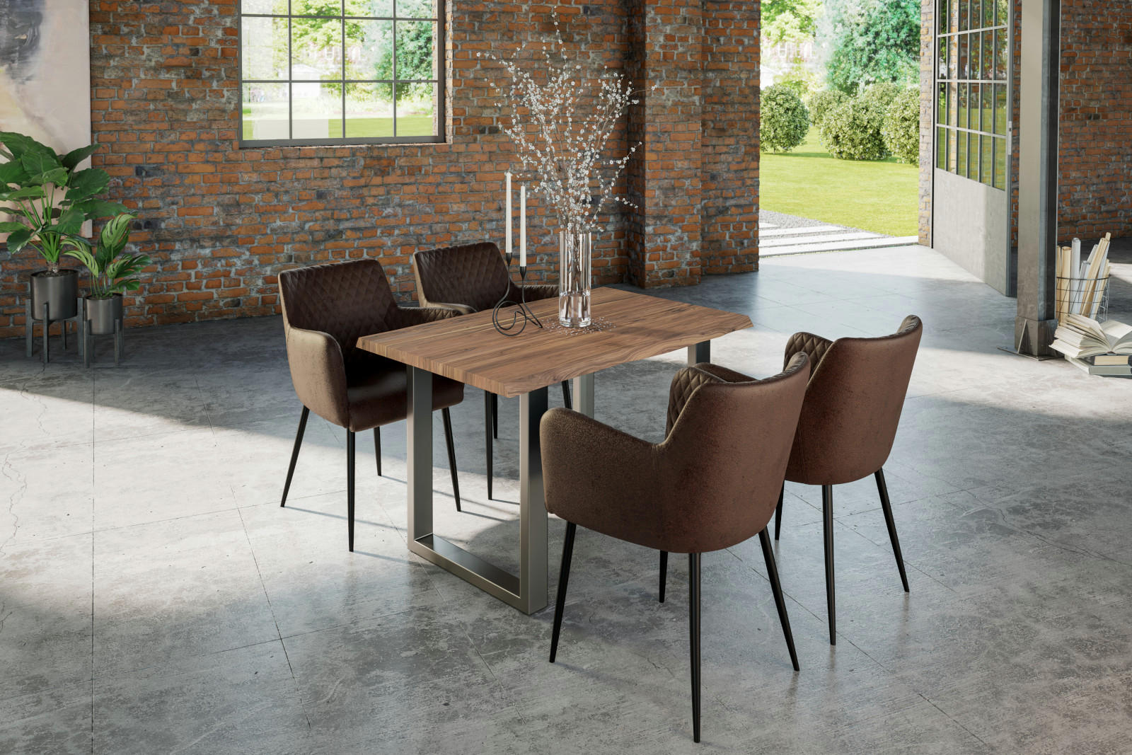ESSTISCH LAUREN - Beige/Silberfarben, Holz/Metall (80/140/77cm) - SAM