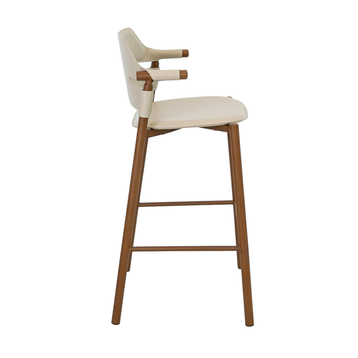 BARHOCKER Hocker aus regeneriertem Leder in Sandfarbe 53/48/104 cm - Sandfarben/Gelb, Leder/Holzwerkstoff (53/104/48cm) - ANGEL CERDA