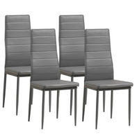 STUHL MILANO Lederimitat Metallbeine 4er Set Grau - Grau, Kunststoff/Metall (42/98/43cm) - Albatros