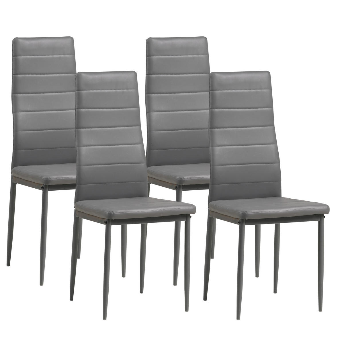 STUHL MILANO Lederimitat Metallbeine 4er Set Grau - Grau, Kunststoff/Metall (42/98/43cm) - Albatros