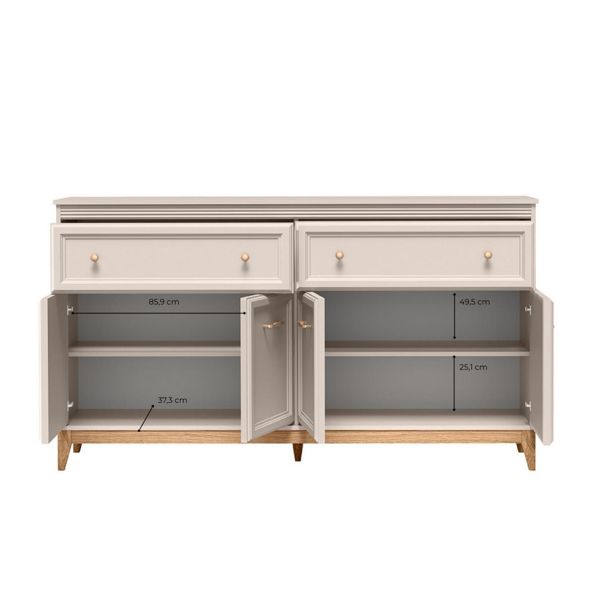 KOMMODE Windsor W-2 179 x 100 x 40,5 cm Kaschmir - Kaschmir/Eichefarben, Eichenholz/Holzwerkstoff (179/100/40.5cm) - Koseto