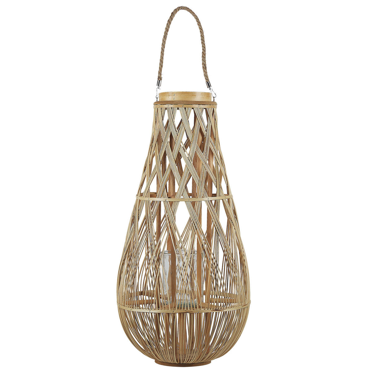 LATERNE Heller Holzfarbton Tonga - Hellbraun, Holz (39/77/39cm) - Beliani