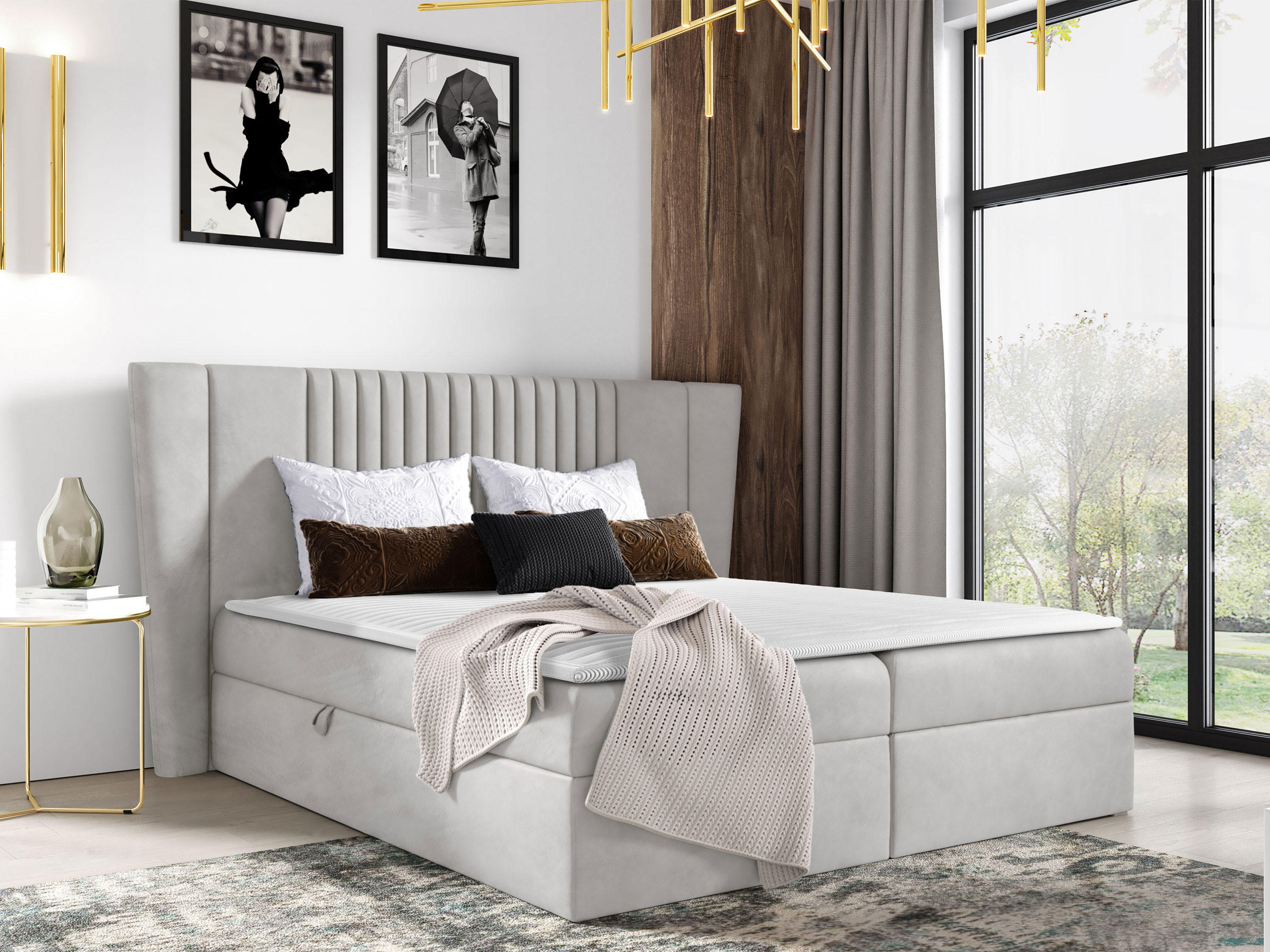 BOXBETT Spark - Hellgrau, Holz (180/200cm) - MIRJAN24