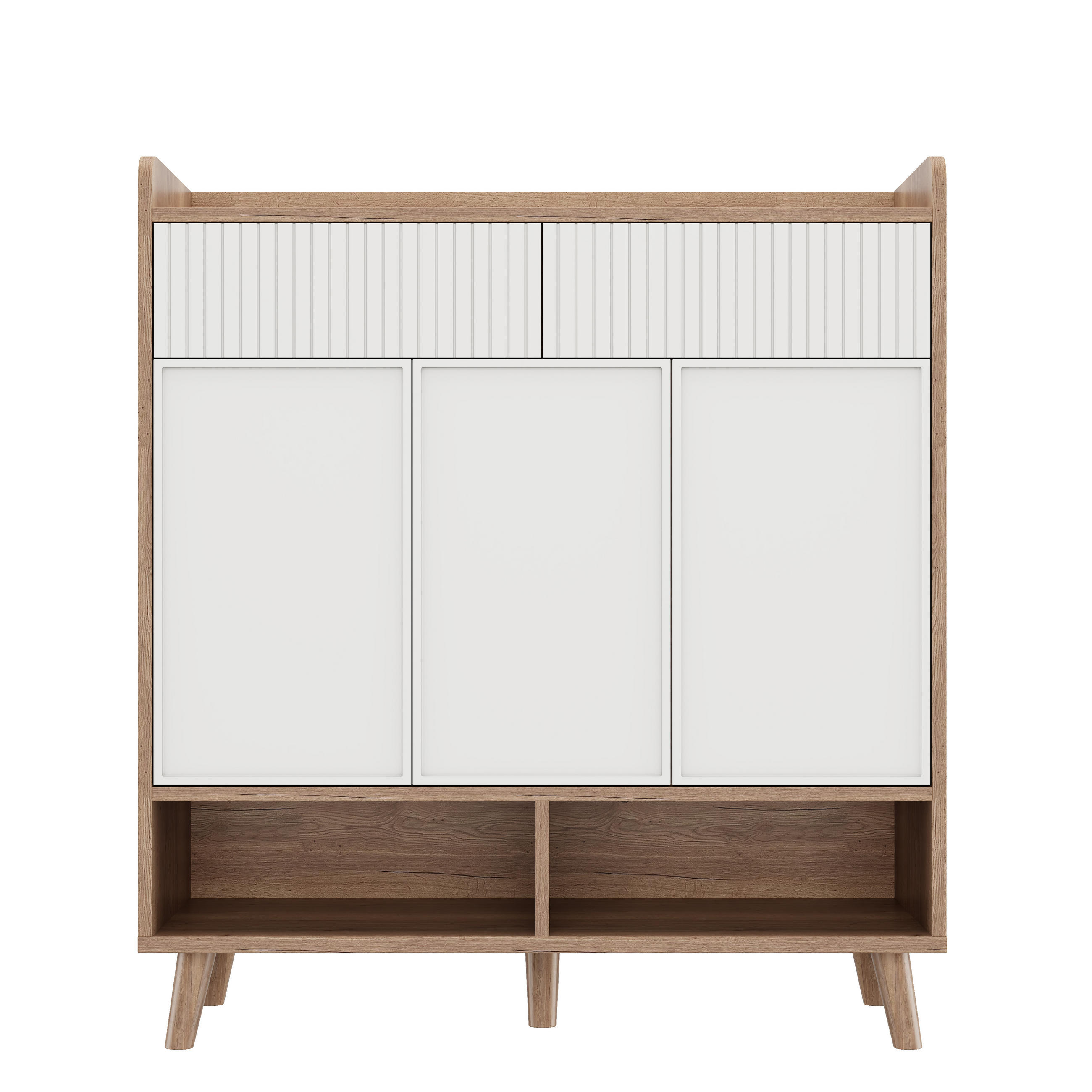 SCHUHSCHRANK Weiß-Natur 90/35/100 cm - Weiß, Holzwerkstoff (90/100/35cm) - PANGIVO