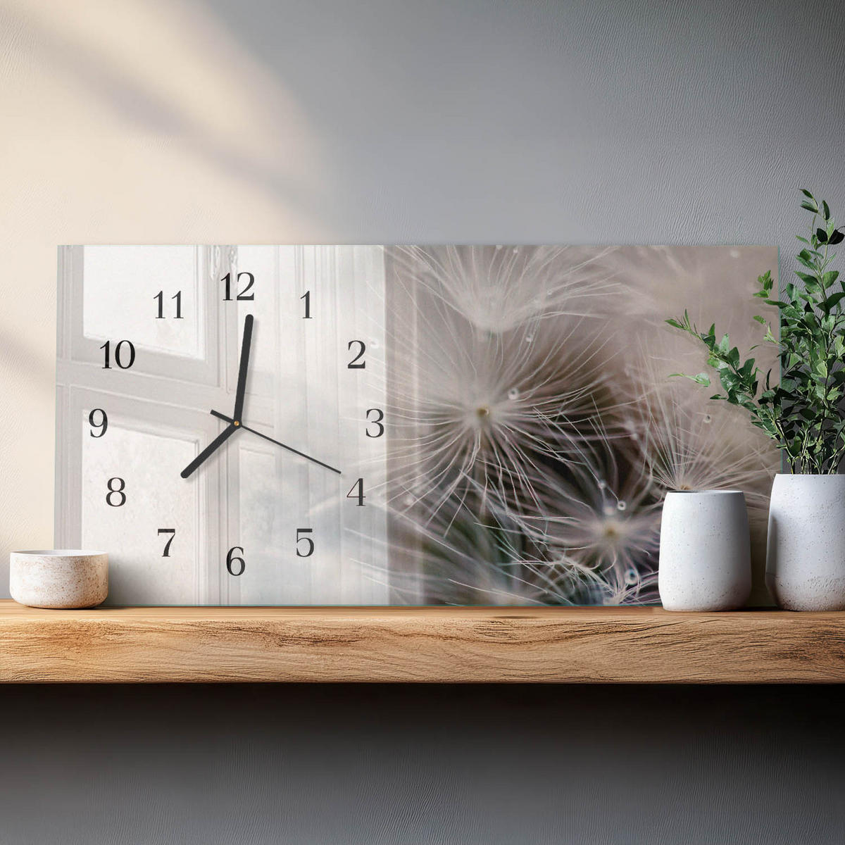 WANDUHR 60x30 cm - Feld - Grau, Glas (60/30/0.4cm) - TULUP