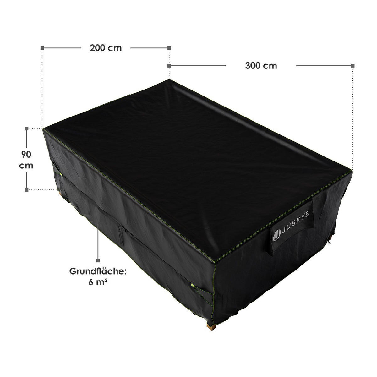 GARTENMÖBELABDECKUNG CoverSafe Pro schwarz - Schwarz, Kunststoff (200/90/300cm) - Juskys