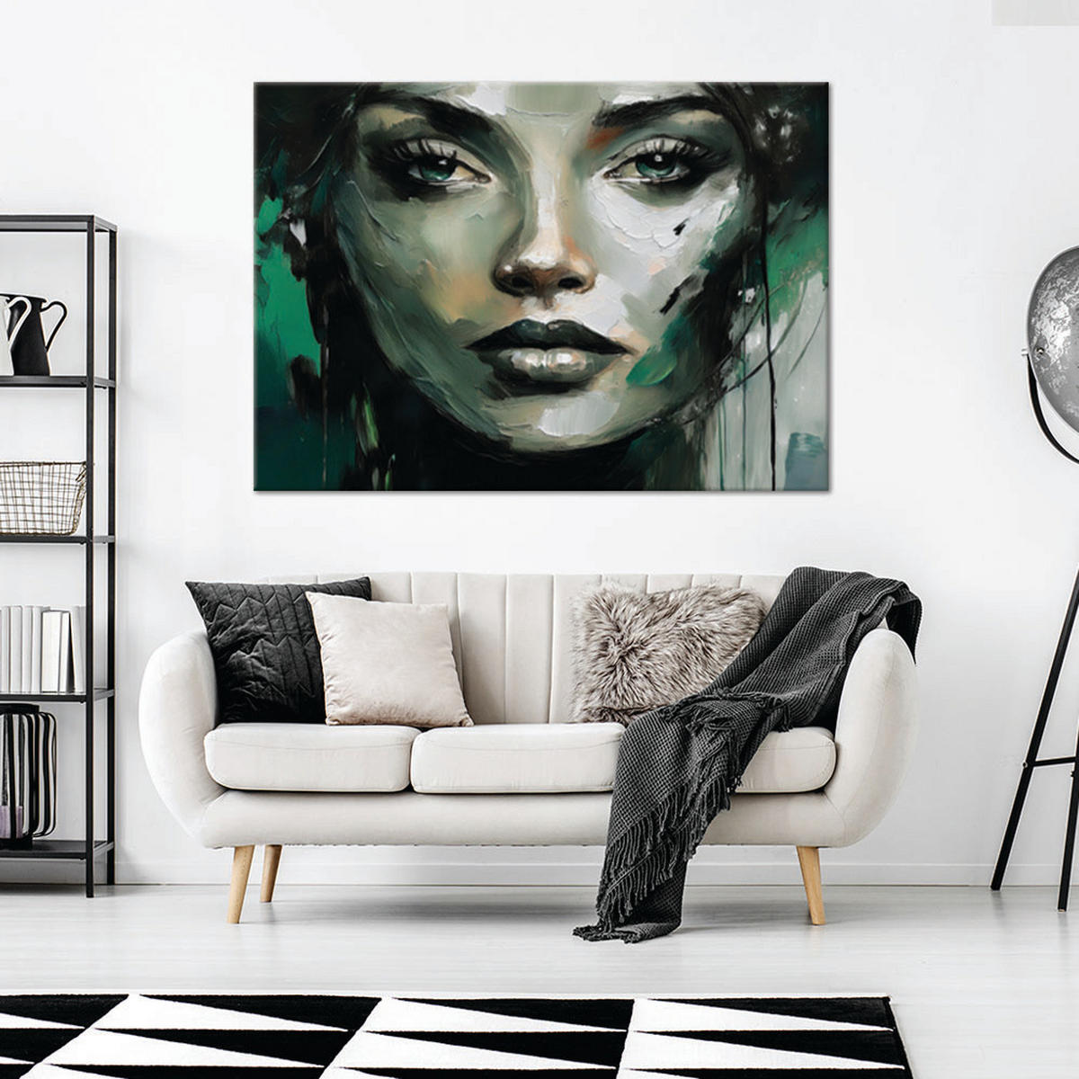 WANDBILD frau abstraktion grün - Grün, Textil (60/40cm) - Feeby