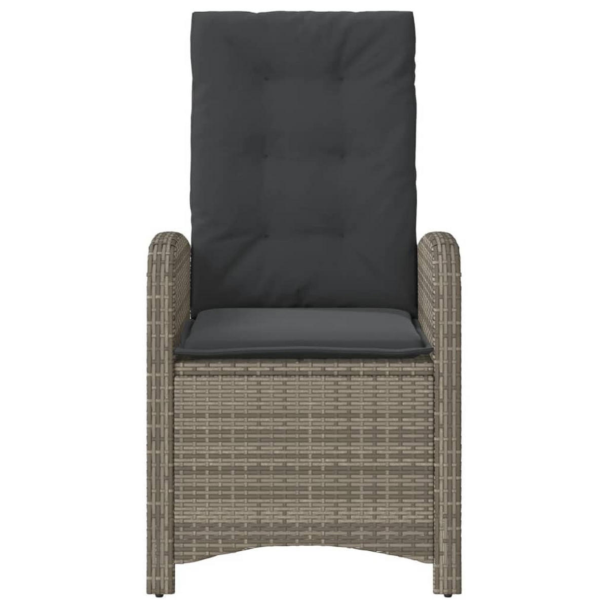 GARTENSESSEL Verstellbar Mit Kissen Grau Poly Rattan - Grau, Kunststoff (57/93/58.5cm) - vidaXL