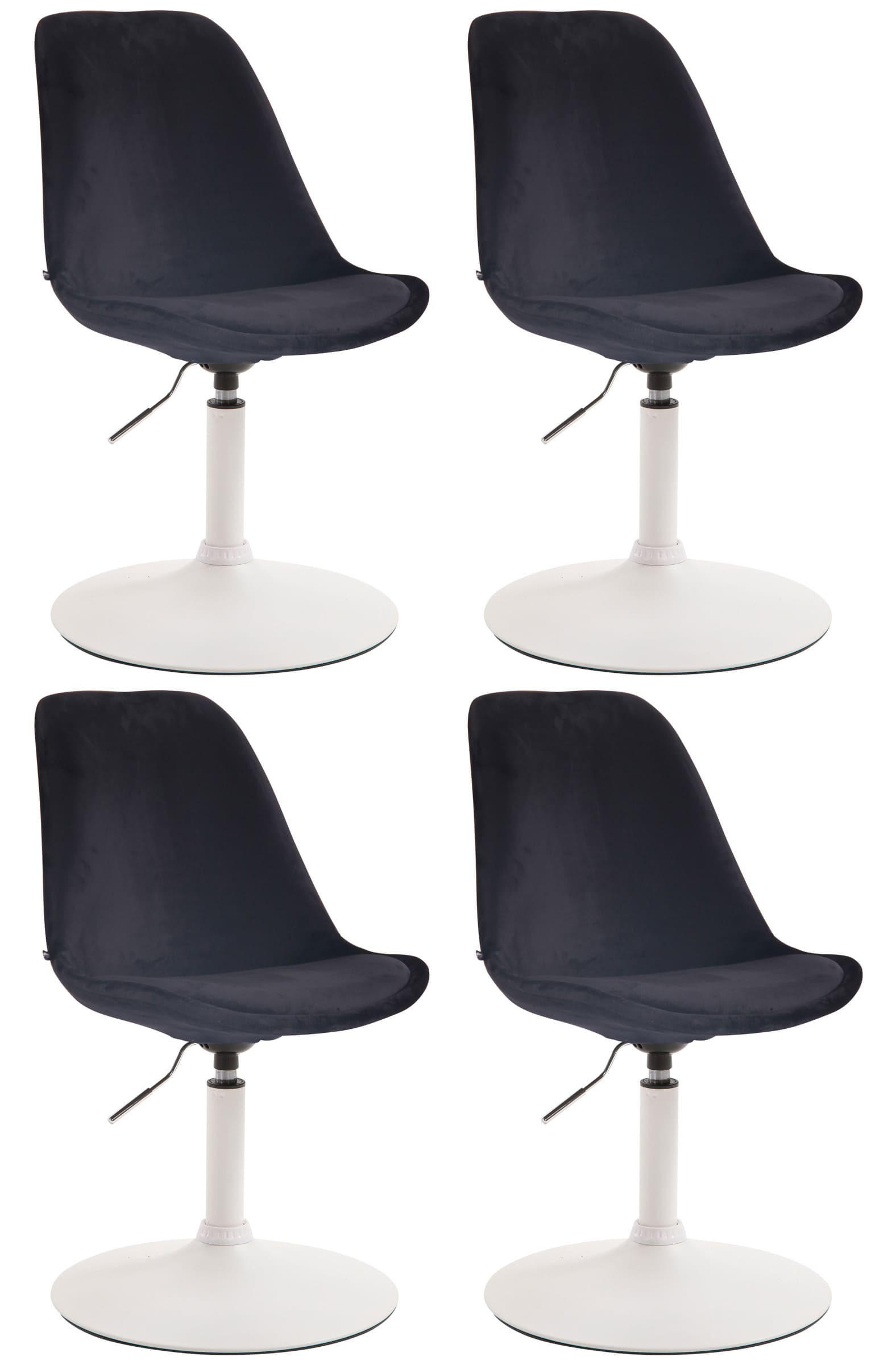 STUHL 4er Set Samt schwarz - Schwarz/Weiß, Textil/Metall (48/76/57cm) - CLP
