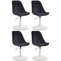 STUHL 4er Set Samt schwarz - Schwarz/Weiß, Textil/Metall (48/76/57cm) - CLP