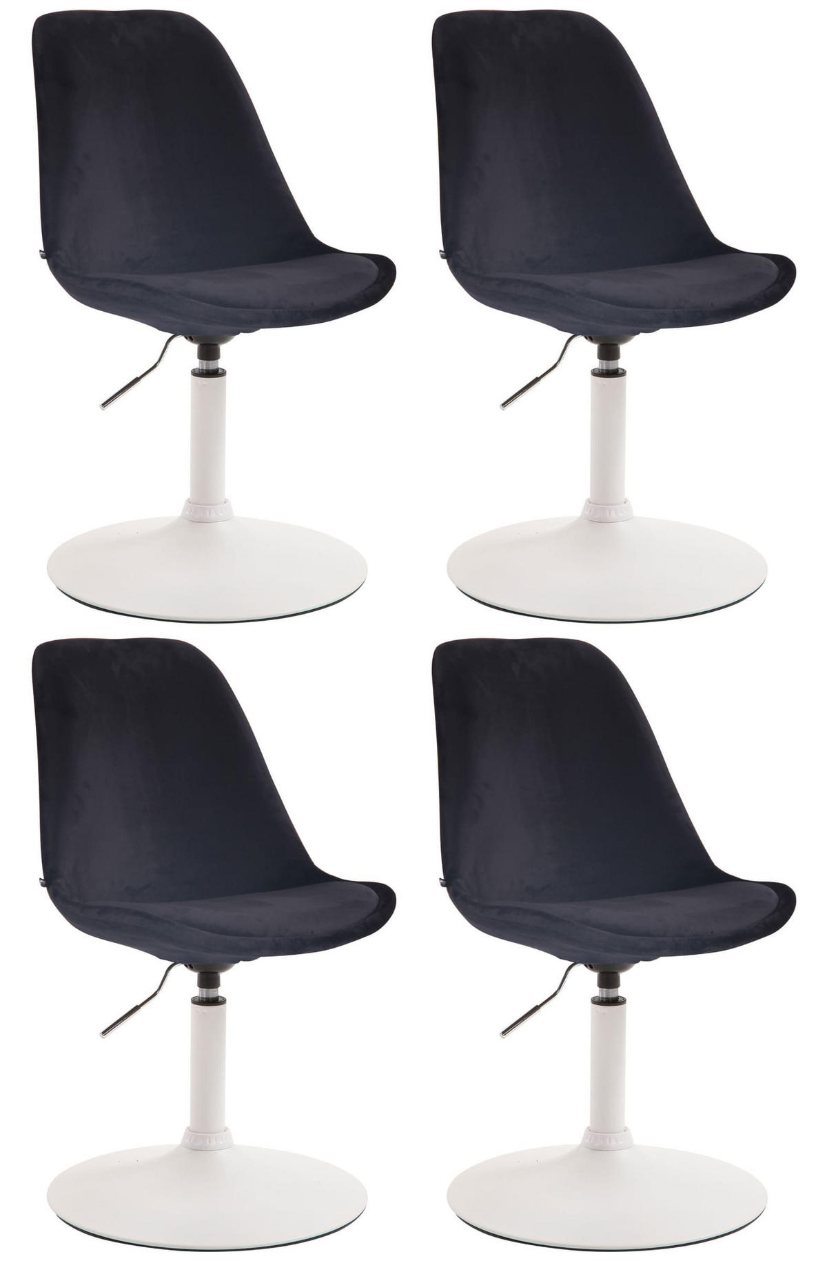 STUHL 4er Set Samt schwarz - Schwarz/Weiß, Textil/Metall (48/76/57cm) - CLP