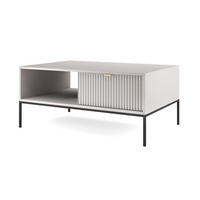 COUCHTISCH 100 cm Galla mit geriffelten Fronten und Schublade, Grau + Schwarz - Schwarz/Grau, Holz (68/104/46cm) - Emporius
