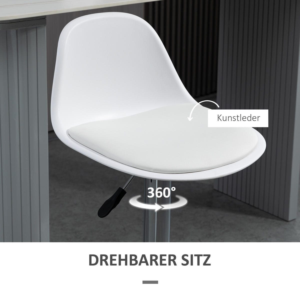 BARHOCKER 2er-Set mit modernem Design bis 120 kg(Ein Stuhl) Barstühle Weiß - Weiß, Kunststoff (42/104/38cm) - HOMCOM