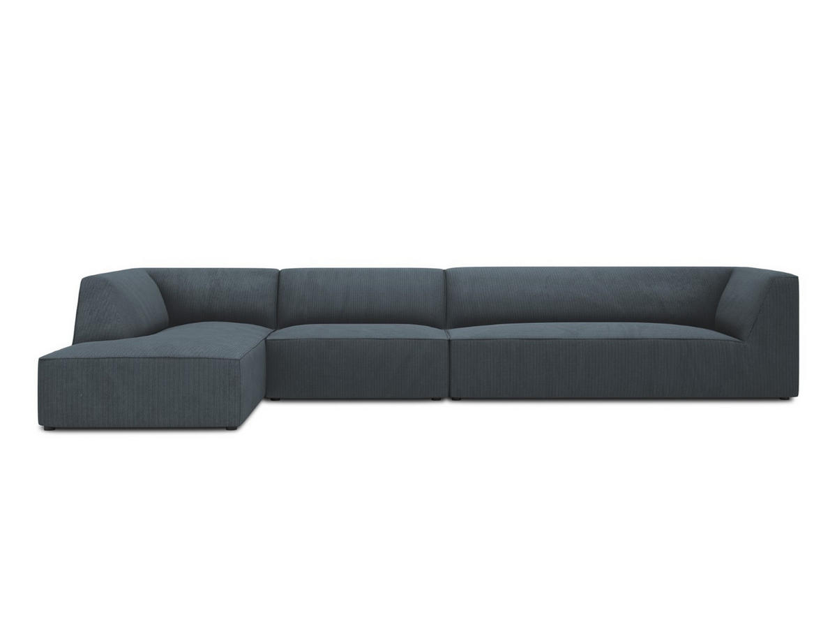 ECKSOFA links Ruby aus Cord blau 5 Sitzplätze - Blau, Textil (180/366cm) - Micadoni