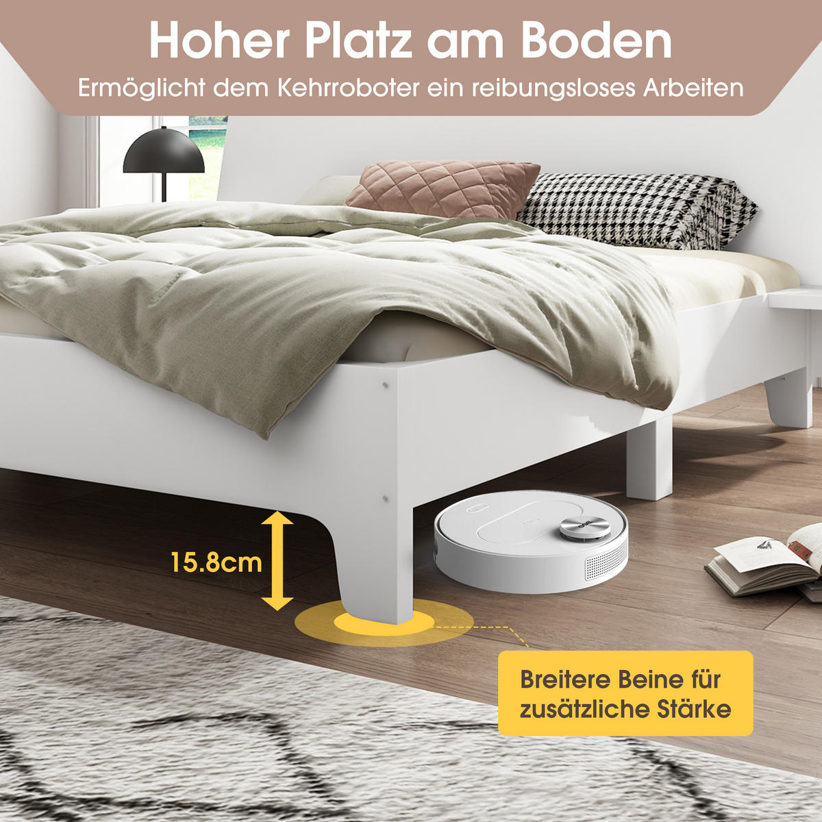 KING-SIZE-BETTRAHMEN Weiß 160/200 cm - Weiß, Holzwerkstoff (160/200cm) - Urban Meuble