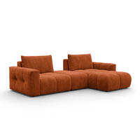 ECKSOFA VERONA 4-Sitzer RECHTS, Orange - Schwarz/Orange, Holz/Textil (282/173cm) - Courtois Laville