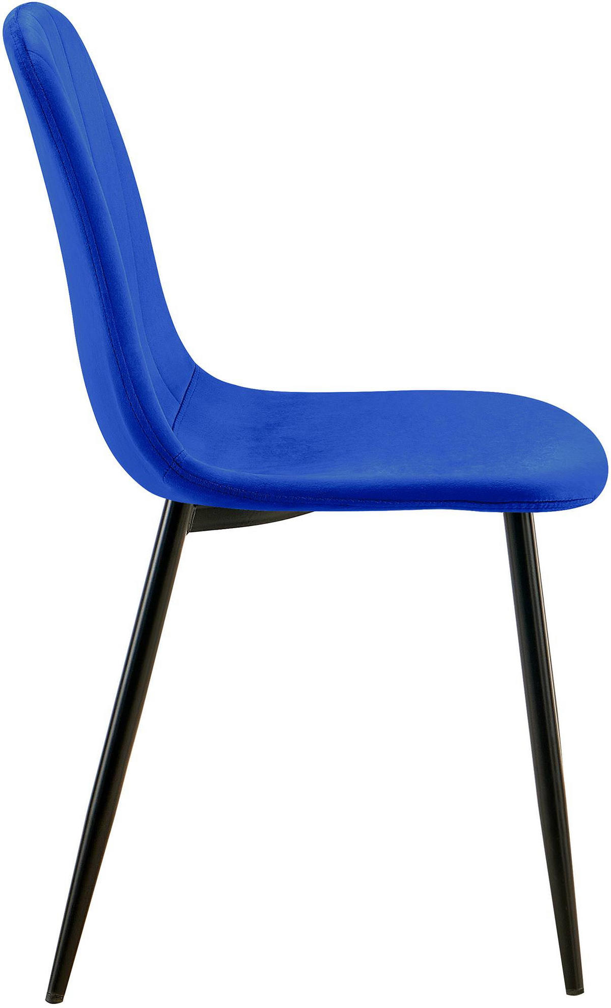 STUHL 4er Set Samt Blau - Blau/Schwarz, Textil/Metall (45/88/54cm) - CLP