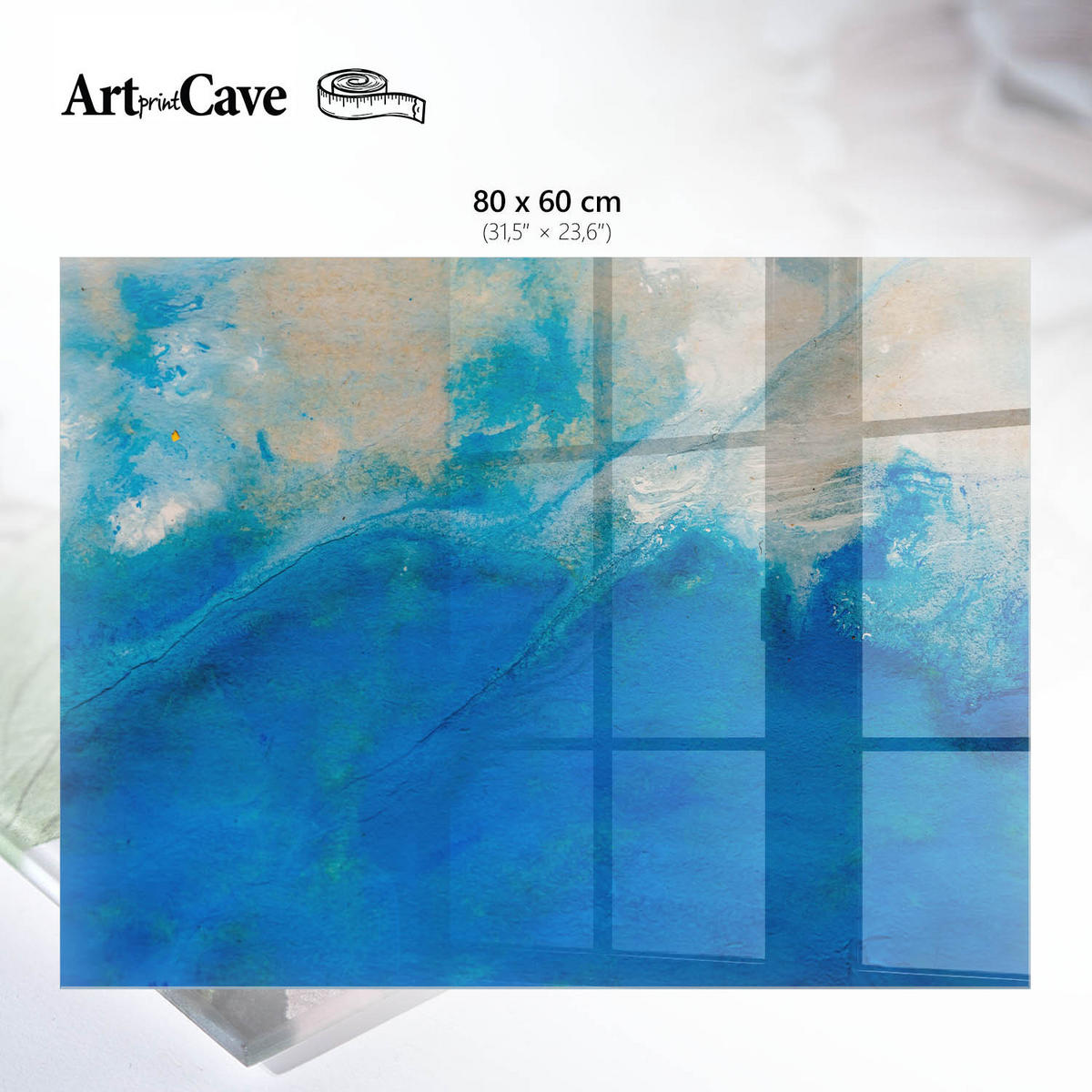 GLASPLATTE 80x60 cm – Meerestiefen - Grau, Glas (0.4/80/60cm) - ArtPrintCave