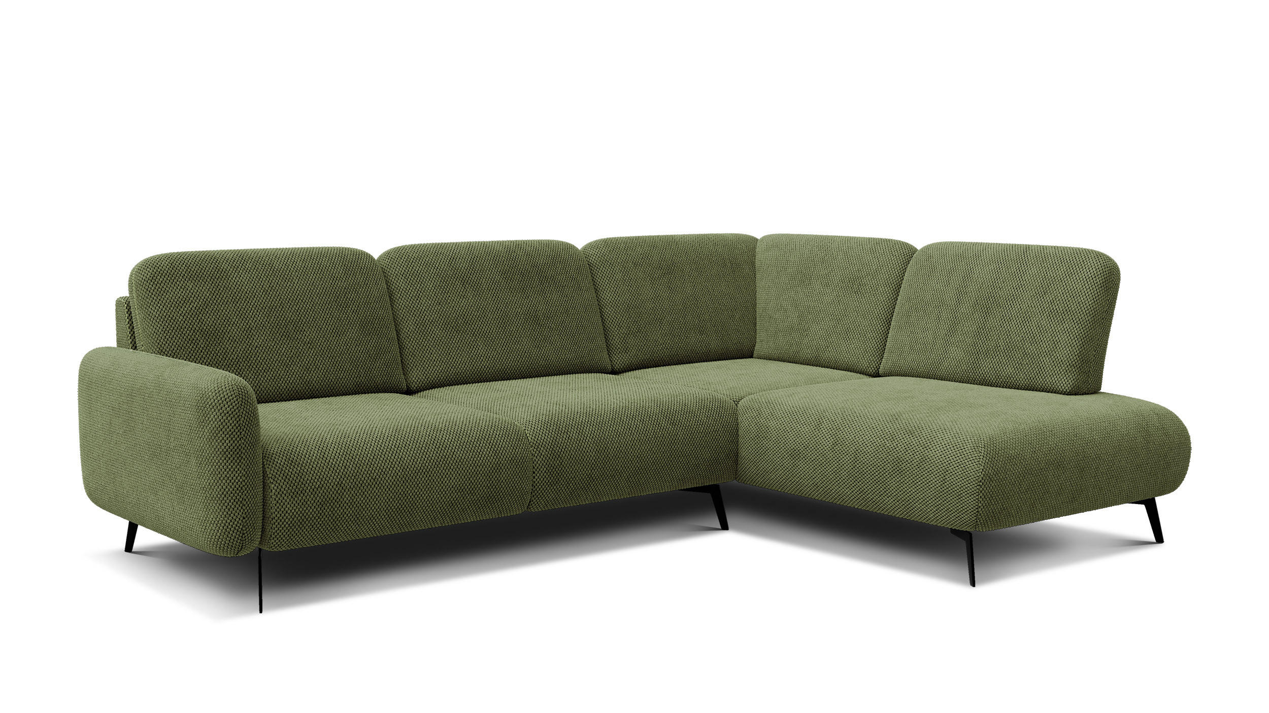 ECKSOFA FEBE 5-Sitzer rechts, olivgrün - Schwarz/Olivgrün, Holz/Textil (271/190cm) - Courtois Laville