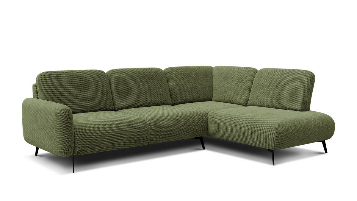 ECKSOFA FEBE 5-Sitzer rechts, olivgrün - Schwarz/Olivgrün, Holz/Textil (271/190cm) - Courtois Laville